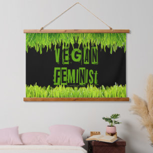 SlipperyJoe's Vegan feminist grass word block lett Hanging Tapestry