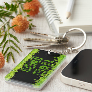 SlipperyJoe's Vegan feminist grass word block lett Key Ring