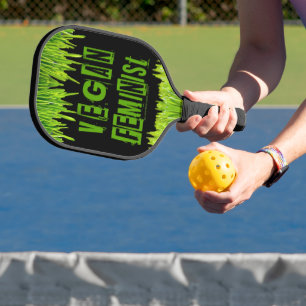 SlipperyJoe's Vegan feminist grass word block lett Pickleball Paddle