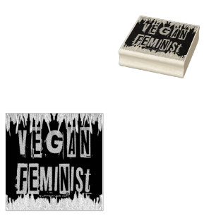 SlipperyJoe's Vegan feminist grass word block lett Rubber Stamp