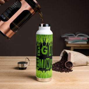 SlipperyJoe's Vegan feminist grass word block lett Water Bottle