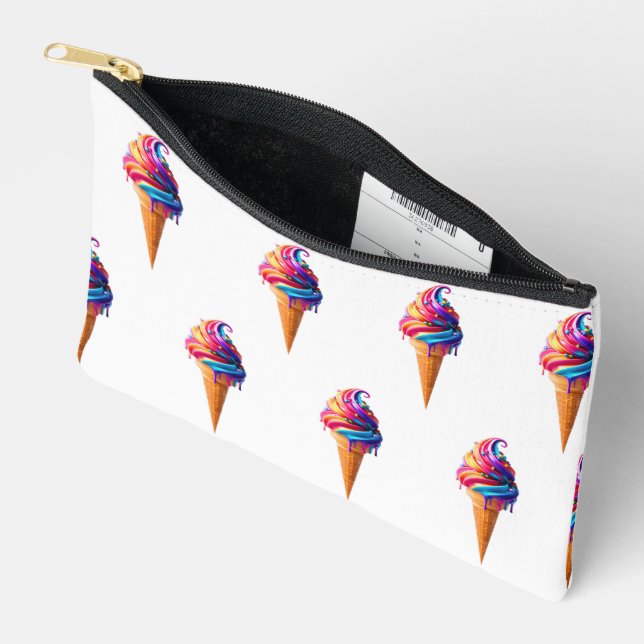 SlipperyJoe's vibrant ice cream cone food classic  Accessory Pouch (Open)