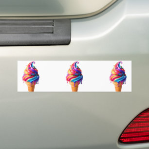 SlipperyJoe's vibrant ice cream cone food classic Bumper Sticker