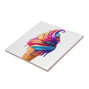 SlipperyJoe's vibrant ice cream cone food classic  Ceramic Tile