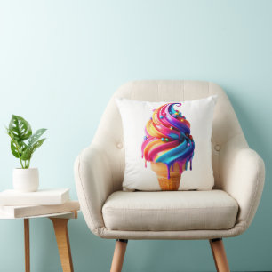 SlipperyJoe's vibrant ice cream cone food classic  Cushion