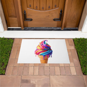 SlipperyJoe's vibrant ice cream cone food classic Doormat