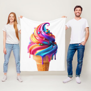 SlipperyJoe's vibrant ice cream cone food classic  Fleece Blanket