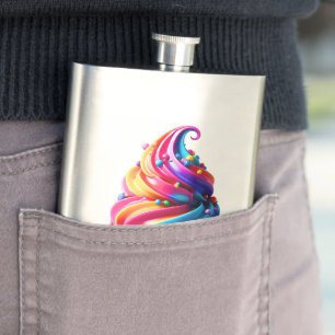 SlipperyJoe's vibrant ice cream cone food classic Hip Flask