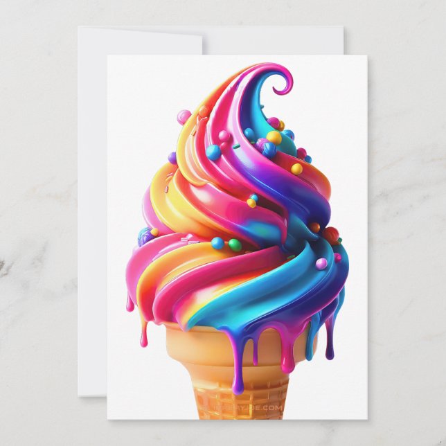SlipperyJoe's vibrant ice cream cone food classic  Holiday Card (Front)