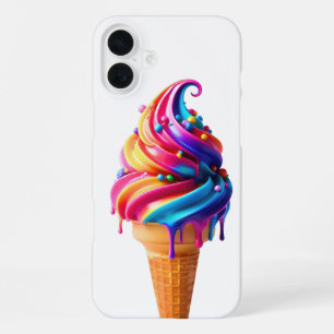 SlipperyJoe's vibrant ice cream cone food classic  iPhone 16 Plus Case