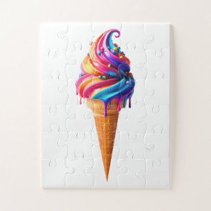 SlipperyJoe's vibrant ice cream cone food classic Jigsaw Puzzle