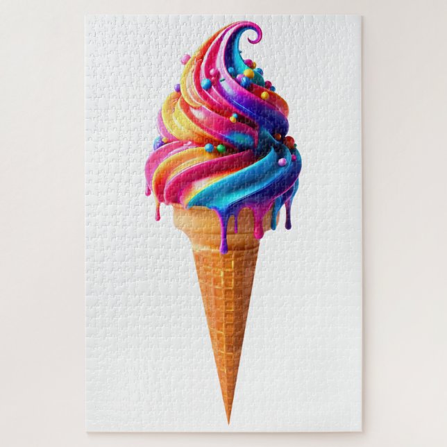 SlipperyJoe's vibrant ice cream cone food classic  Jigsaw Puzzle (Vertical)