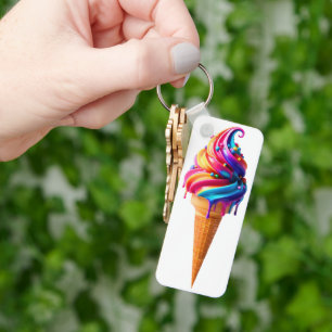 SlipperyJoe's vibrant ice cream cone food classic  Key Ring