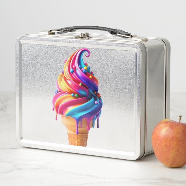 SlipperyJoe's vibrant ice cream cone food classic  Metal Lunch Box (In Situ)