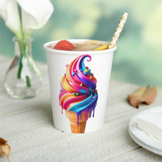 SlipperyJoe's vibrant ice cream cone food classic  Paper Cups (Insitu)