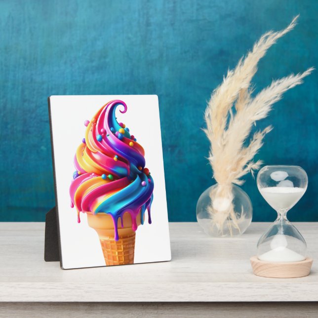 SlipperyJoe's vibrant ice cream cone food classic  Plaque (Side)