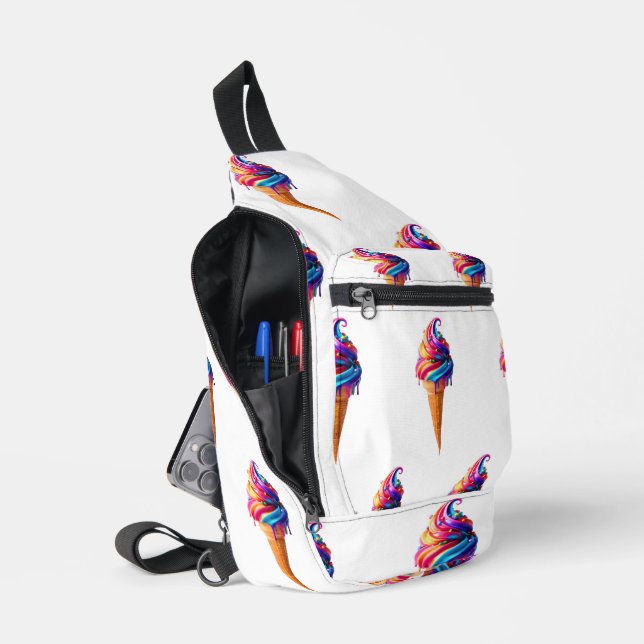 SlipperyJoe's vibrant ice cream cone food classic  Sling Bag (Open)