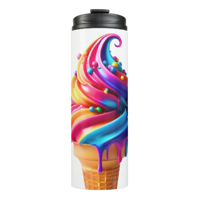SlipperyJoe's vibrant ice cream cone food classic  Thermal Tumbler (Front)