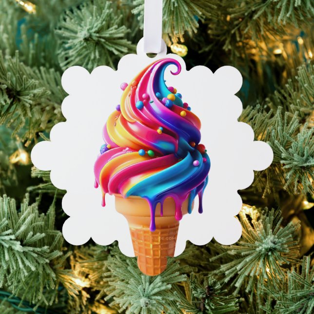 SlipperyJoe's vibrant ice cream cone food classic  Tree Decoration Card (Insitu (Tree))