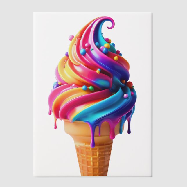SlipperyJoe's vibrant ice cream cone food classic  Vellum Invitations (Front)
