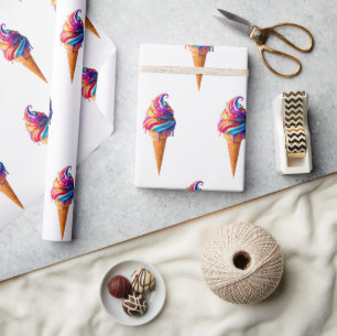 SlipperyJoe's vibrant ice cream cone food classic  Wrapping Paper