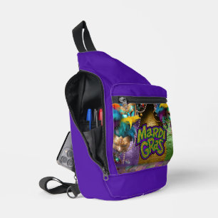 SlipperyJoe's vibrant Mardi Gras graphic classic C Sling Bag