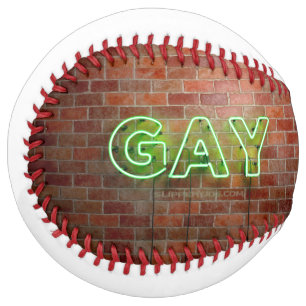 SlipperyJoe's vibrant neon gay sign green bricks w Softball