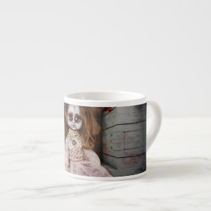 SlipperyJoe's vintage haunted porcelain doll creep Espresso Cup