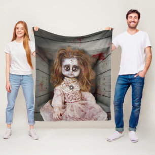 SlipperyJoe's vintage haunted porcelain doll creep Fleece Blanket