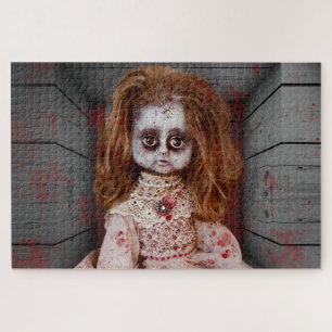 SlipperyJoe's vintage haunted porcelain doll creep Jigsaw Puzzle