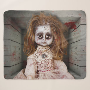 SlipperyJoe's vintage haunted porcelain doll creep Sherpa Blanket