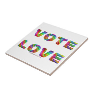 SlipperyJoe's vote love equality gay pride gifts L Ceramic Tile
