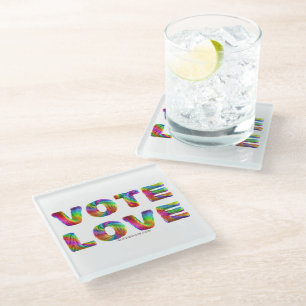 SlipperyJoe's vote love equality gay pride gifts L Glass Coaster
