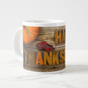SlipperyJoe's warm fall themed Thanksgiving golden Large Coffee Mug