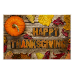 SlipperyJoe's warm fall themed Thanksgiving golden Poster