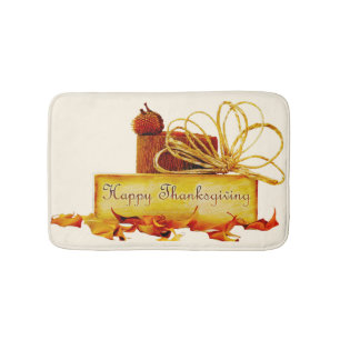 SlipperyJoe's warm festive Thanksgiving vibe rusti Bath Mat
