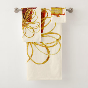 SlipperyJoe's warm festive Thanksgiving vibe rusti Bath Towel Set