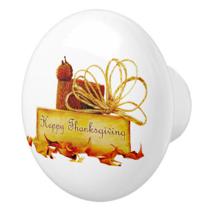 SlipperyJoe's warm festive Thanksgiving vibe rusti Ceramic Knob
