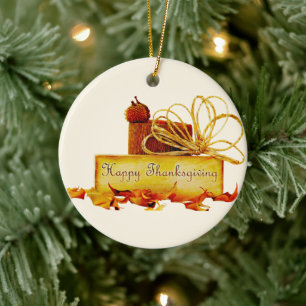SlipperyJoe's warm festive Thanksgiving vibe rusti Ceramic Ornament