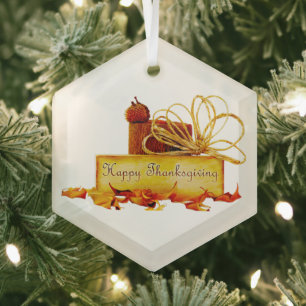 SlipperyJoe's warm festive Thanksgiving vibe rusti Glass Tree Decoration