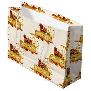 SlipperyJoe's warm festive Thanksgiving vibe rusti Large Gift Bag