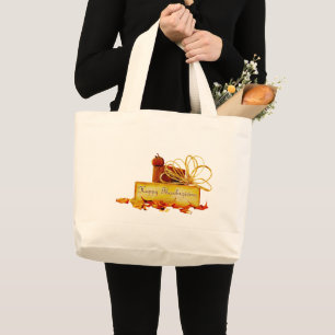 SlipperyJoe's warm festive Thanksgiving vibe rusti Large Tote Bag
