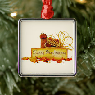 SlipperyJoe's warm festive Thanksgiving vibe rusti Metal Ornament