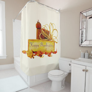 SlipperyJoe's warm festive Thanksgiving vibe rusti Shower Curtain