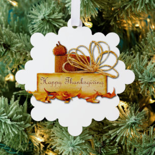 SlipperyJoe's warm festive Thanksgiving vibe rusti Tree Decoration Card