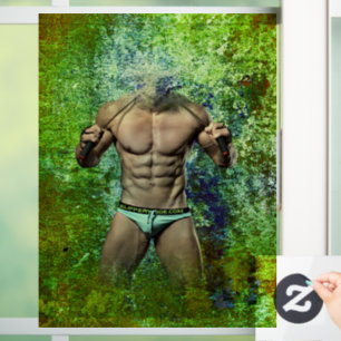 SlipperyJoe's white muscular sexy man speedo black