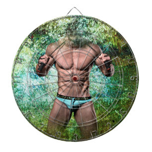 SlipperyJoe's white muscular sexy man speedo black Dartboard