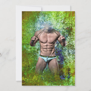 SlipperyJoe's white muscular sexy man speedo black Holiday Card