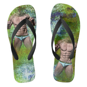 SlipperyJoe's white muscular sexy man speedo black Thongs