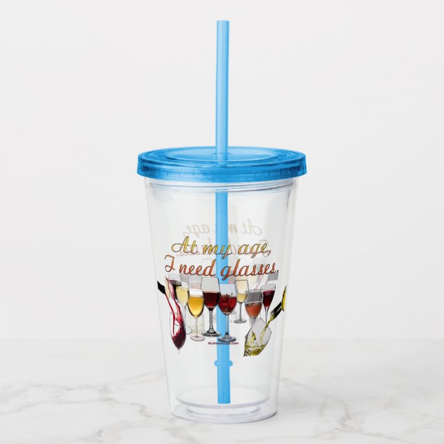 SlipperyJoe's wine drinkware cheeky pun red white  Acrylic Tumbler (Front)